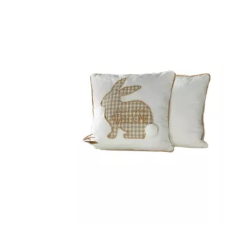 Poszewka dekoracyjna WIOSNA 45x45 Eurofirany biała easter bunny w kratkę