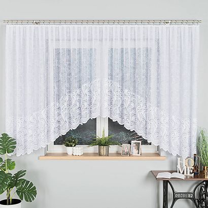Firanka żakardowa gotowa na żabki KINGA 500x160 biała