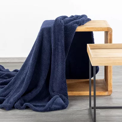 Koc narzuta LORI 70x160 Design91 granatowy miękki i puszysty