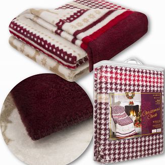 Świąteczny Miękki Koc Bawełniany Narzuta Pled Zimowy Na Łóżko 150x200 CHRISTMAS CHECK