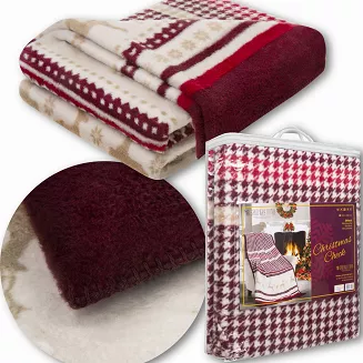 Świąteczny Miękki Koc Bawełniany Narzuta Pled Zimowy Na Łóżko 150x200 CHRISTMAS CHECK