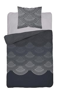Pościel satynowa 160x200 Detexpol mandala na grafitowym tle