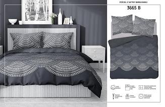 Pościel satynowa 160x200 Detexpol mandala na grafitowym tle