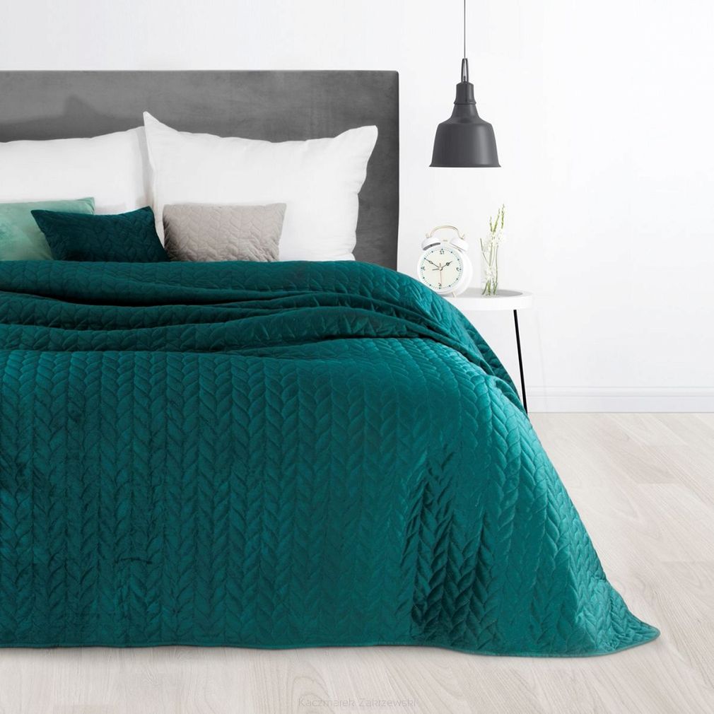 Narzuta dekoracyjna LUIZ 170x210 Eurofirany ciemnoturkusowa