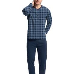 Piżama męska w serek LUNA kod 795 granatowa w niebieską kratkę