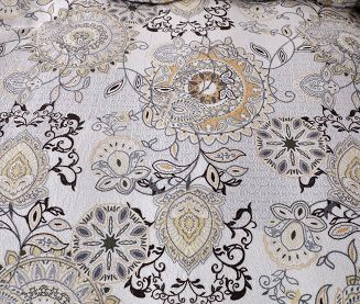 Pościel polarowa 160x200 welur szara beżowa ornamenty