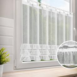 Firana gotowa na szelkach zazdrostka LILIAN 150x90 Eurofirany biała zdobiona falbankami