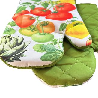 Rękawice kuchenne 18x27 z magnesem 2 szt. białe warzywny ogród