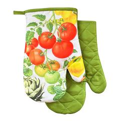 Rękawice kuchenne 18x27 z magnesem 2 szt. białe warzywny ogród