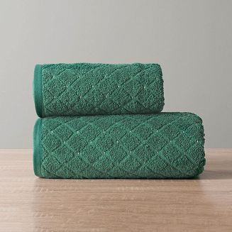 Ręcznik bawełniany OLIWIER 70x140 geometryczny wzór szmaragdowy