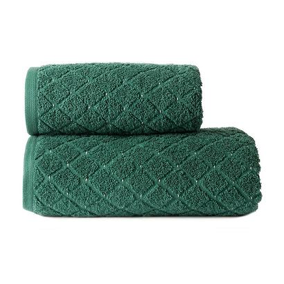 Ręcznik bawełniany OLIWIER 70x140 geometryczny wzór szmaragdowy