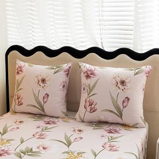 Komplet pościeli dwustronnej 140x200 różowa wiosenne kwiaty tulipany zawilce