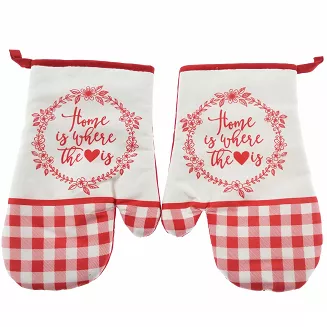 Rękawice kuchenne 18x27 z magnesem 2 szt. czerwono-biała kratka vichy