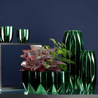 Świecznik dekoracyjny NEGRO 12x12 Eurofirany zielony miedziany szklany