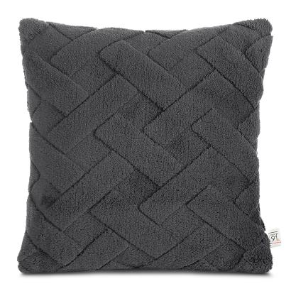 Poszewka dekoracyjna CARO 45x45 Design91 stalowa puszysta wytłaczana w kratę