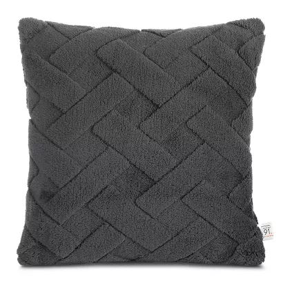 Poszewka dekoracyjna CARO 45x45 Design91 stalowa puszysta wytłaczana w kratę