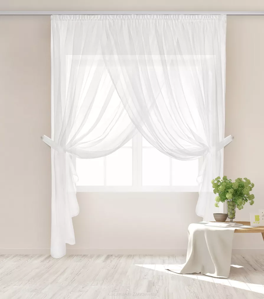 Firana gotowa na taśmie EMPORIO 400x250 biała