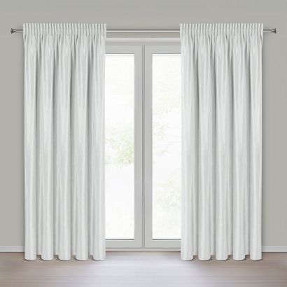 Zasłona gotowa na taśmie CAMERON 140x270 Eurofirany biała z błyszczącego welwetu