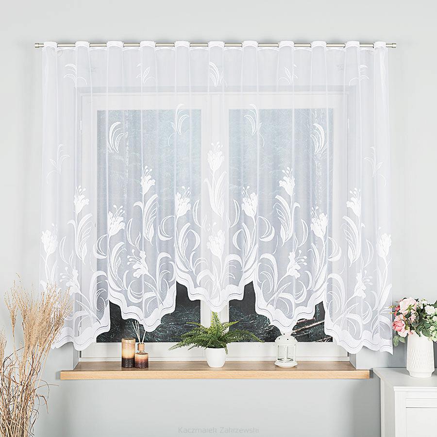 Firanka żakardowa gotowa na żabki JULIANNA 300x160 biała