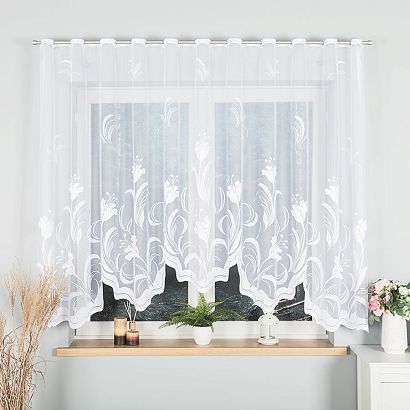 Firanka żakardowa gotowa na żabki JULIANNA 300x160 biała