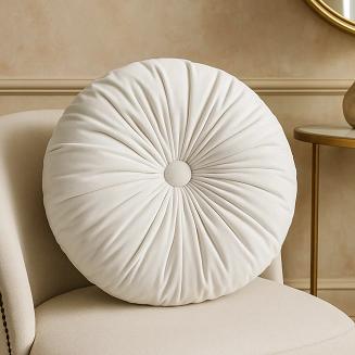 Poszewka dekoracyjna Soft welurowa biała okrągła