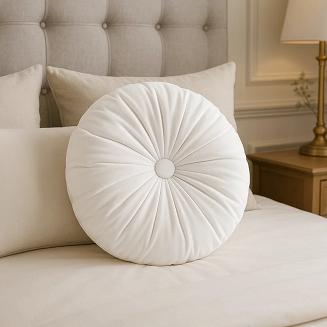 Poszewka dekoracyjna Soft welurowa biała okrągła