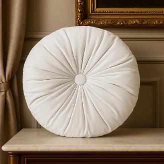 Poszewka dekoracyjna Soft welurowa biała okrągła