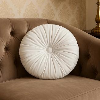 Poszewka dekoracyjna Soft welurowa biała okrągła