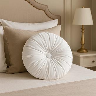 Poszewka dekoracyjna Soft welurowa biała okrągła