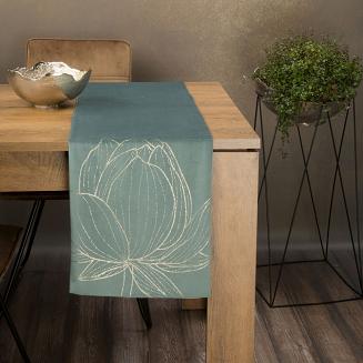 Obrus dekoracyjny BLINK 35x140 Eurofirany ciemnomiętowy