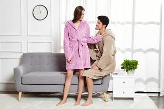 Szlafrok damski turkusowy z kapturem i kieszeniami