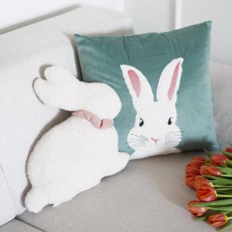 Poszewka dekoracyjna BUNNY 45x45 szałwiowa Futrzana Puszysta Miła