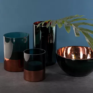 Świecznik dekoracyjny SALVIA8 15x20 Eurofirany szałwiowy miedziany w kształcie walca