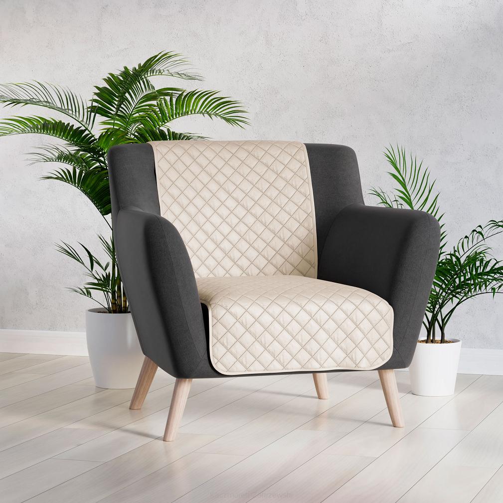 Narzuta dekoracyjna VELVI 70x160 pikowana w geometryczny wzór jasnobeżowa