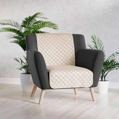 Narzuta dekoracyjna VELVI 70x160 pikowana w geometryczny wzór jasnobeżowa