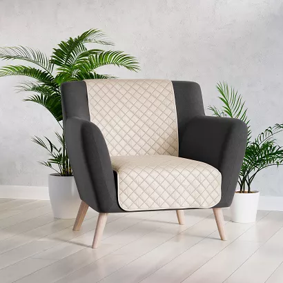 Narzuta dekoracyjna VELVI 70x160 pikowana w geometryczny wzór jasnobeżowa