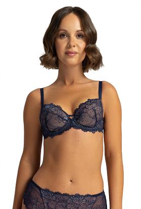 Biustonosz z koronką Push Up AV 2137 usztywniany granatowy