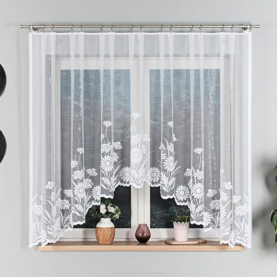 Firanka żakardowa gotowa na żabki ARALIA 300x160 biała