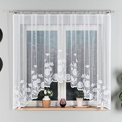 Firanka żakardowa gotowa na żabki ARALIA 300x160 biała