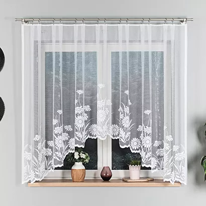 Firanka żakardowa gotowa na żabki ARALIA 300x160 biała