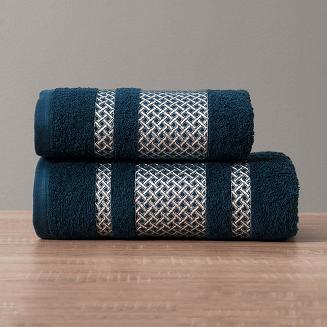 Ręcznik bawełniany LIONEL 70x140 granatowy ze srebrną bordiurą