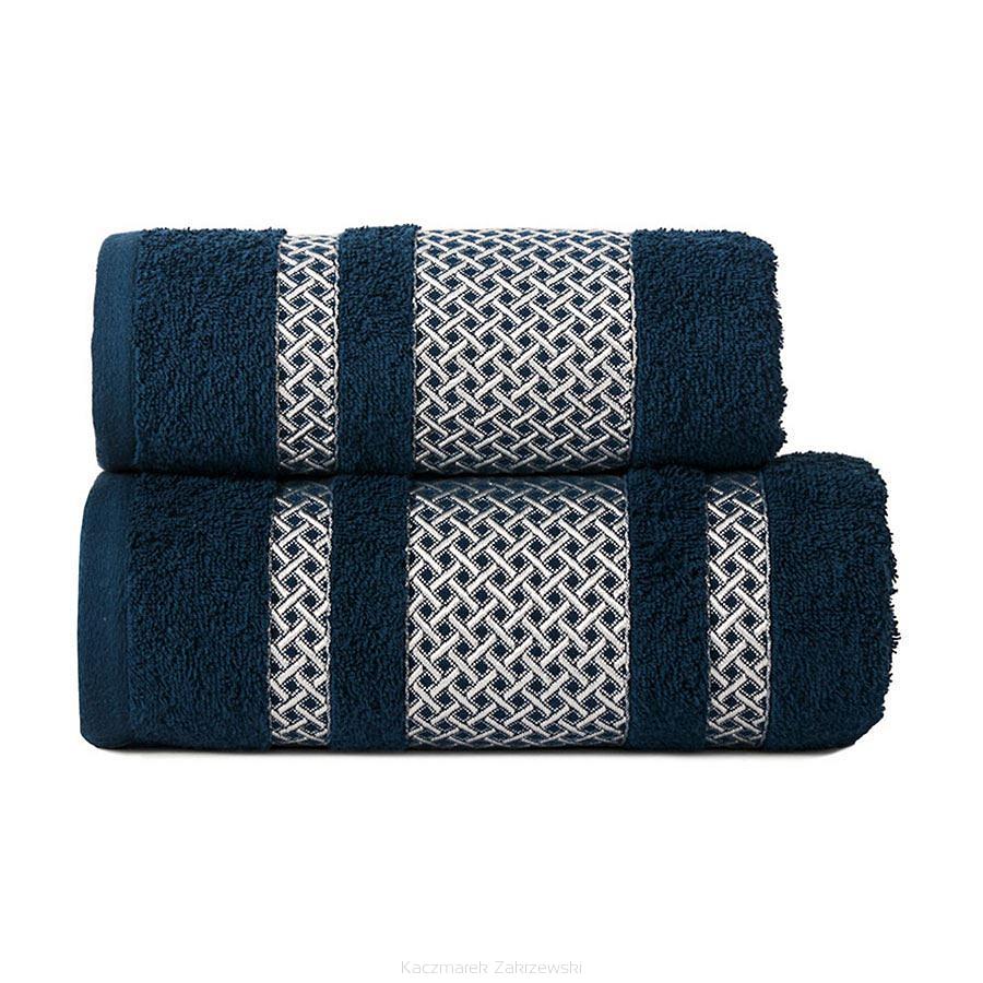 Ręcznik bawełniany LIONEL 70x140 granatowy ze srebrną bordiurą