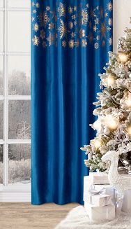 Zasłona gotowa na przelotkach świąteczna ASTRA 140x250 Eurofirany granatowy