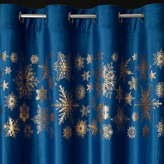Zasłona gotowa na przelotkach świąteczna ASTRA 140x250 Eurofirany granatowy