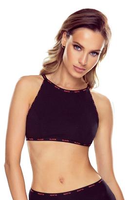 Top damski sportowy z ozdobną gumką Sarsa Eldar czarny