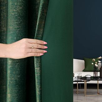 Zasłona gotowa na przelotkach ELEONORA 140x250 butelkowa ze złotym nadrukiem