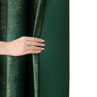 Zasłona gotowa na przelotkach ELEONORA 140x250 butelkowa ze złotym nadrukiem