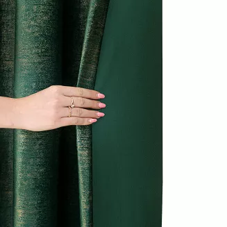 Zasłona gotowa na przelotkach ELEONORA 140x250 butelkowa ze złotym nadrukiem