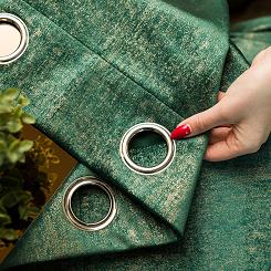 Zasłona gotowa na przelotkach ELEONORA 140x250 butelkowa ze złotym nadrukiem