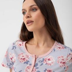 Koszula damska LUNA kod 260 szaroniebieska w róze